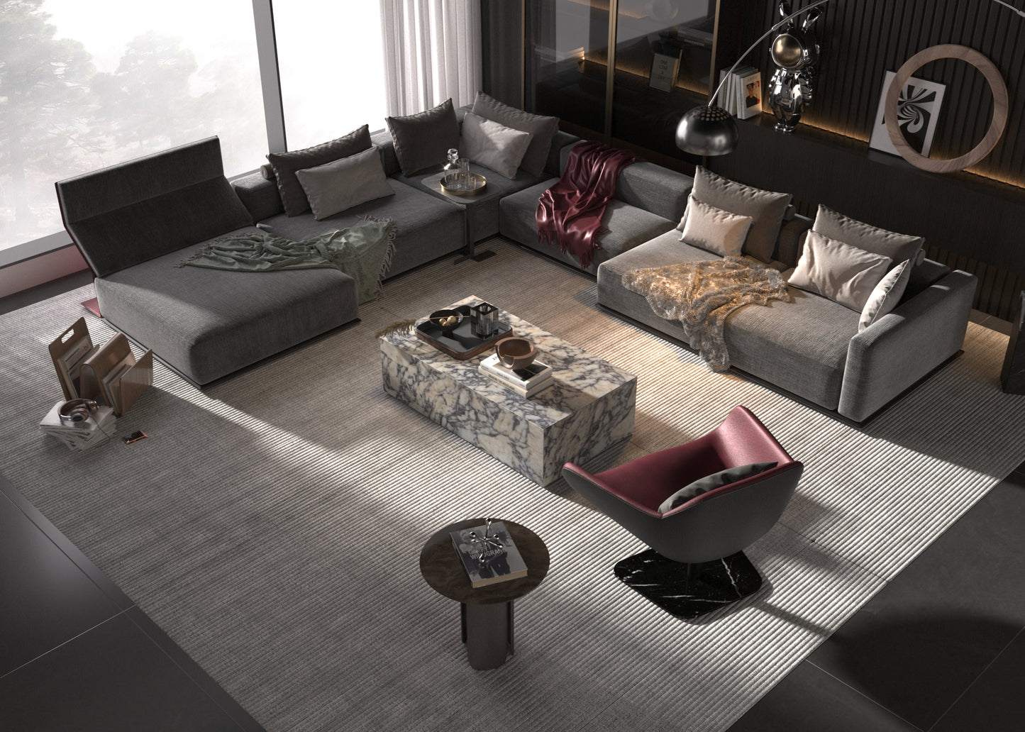 Calacatta Viola Marble Modern Plinth Coffee Table