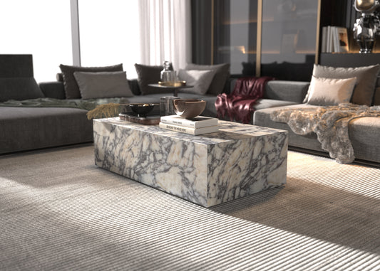 Calacatta Viola Marble Modern Plinth Coffee Table